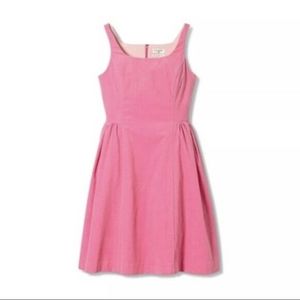 Sleeveless square neck pink corduroy dress
